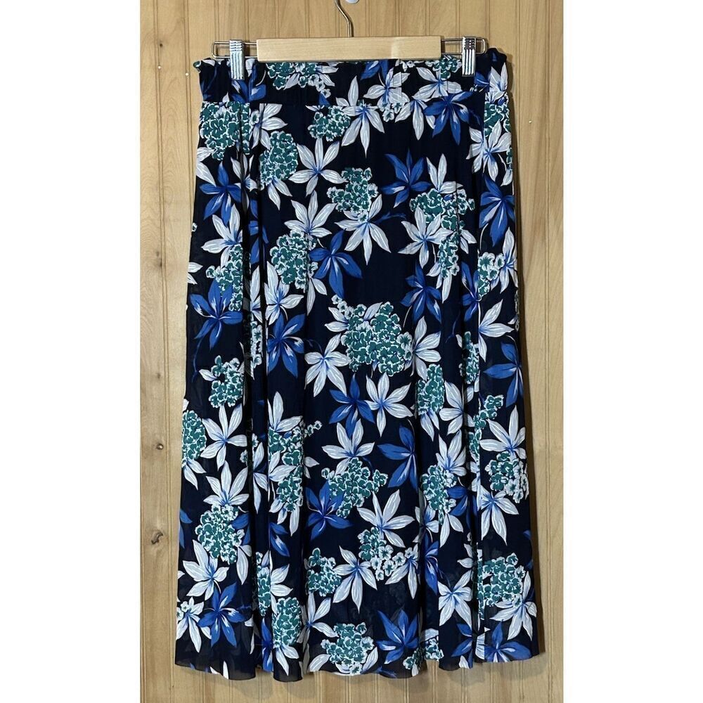 Modern Attraction Women’s Size Large Black Floral Pull On Midi Skirt
